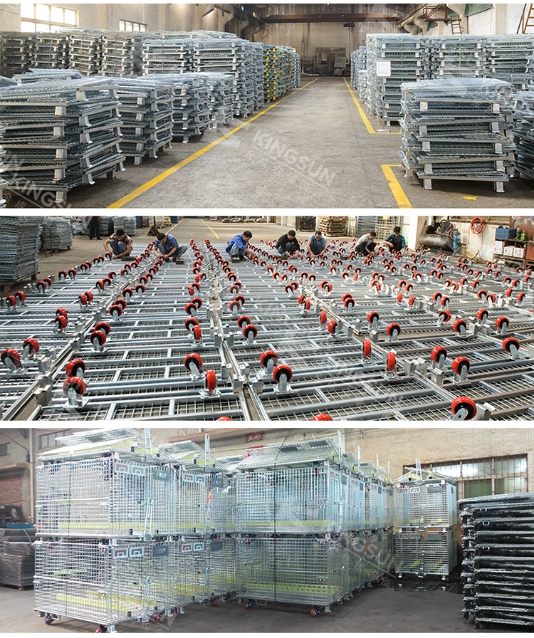 Chiina supplier Galvanize large folding collapsible wire metal mesh lid roll container for storage