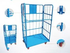 2/3/4 Sides Foldable Rolling Trolley Cage Wire Mesh Roll Container For Logistics And Turnover cargo trolley roll container