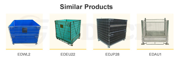 Galvanized collapsible metal steel storage welded wire mesh pallets foldable cage container