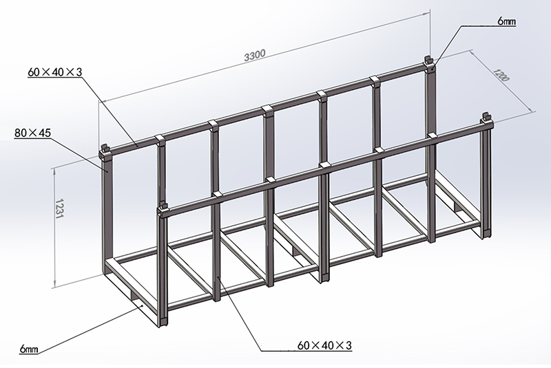 Detailed schematic of a portable stack rack component