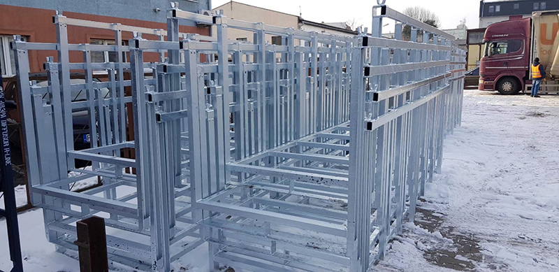 Finished hot-dip galvanized portable stack racks