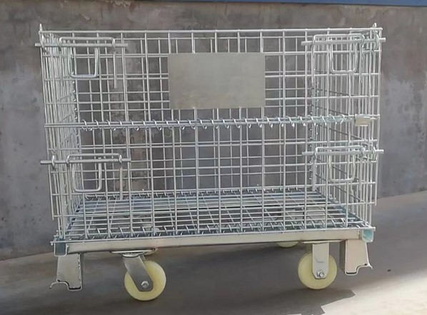 foldable collapsible steel storage cage wire mesh container