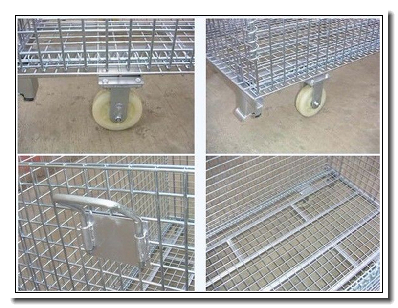 whole sale price foldable collapsible steel storage cage wire mesh container