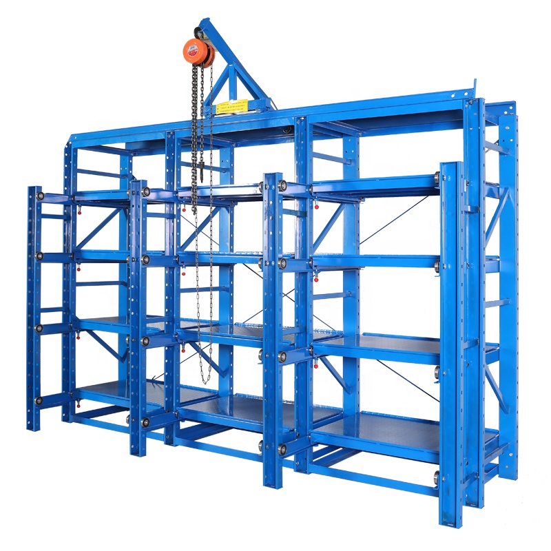 Die storage rack roll-out shelving racks for injection molds and dies