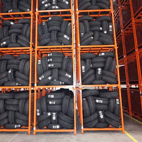 Orange powder coating steel  metal warehouse stacking tire transport rack