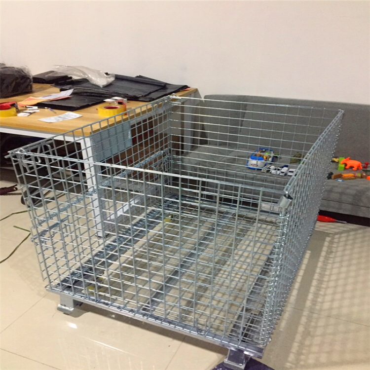 Industrial Foldable Stain Steel Pallet Box Collapsible Wire Mesh Container Stackable Metal Storage Cage For Warehouse