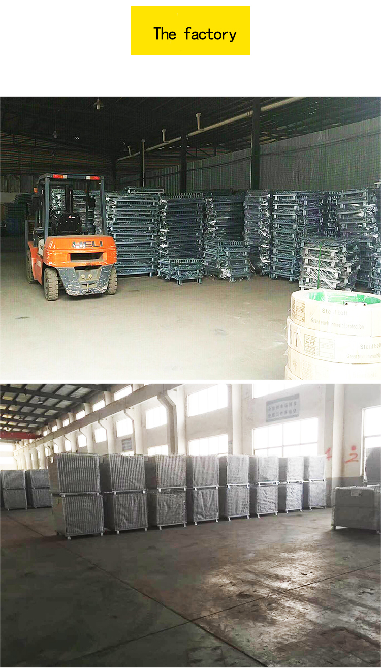 Industrial Foldable Stain Steel Pallet Box Collapsible Wire Mesh Container Stackable Metal Storage Cage For Warehouse