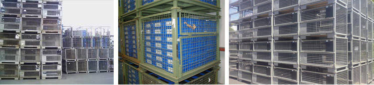 Warehouse storage durable wire mesh container iron metal gitterbox pallet cage