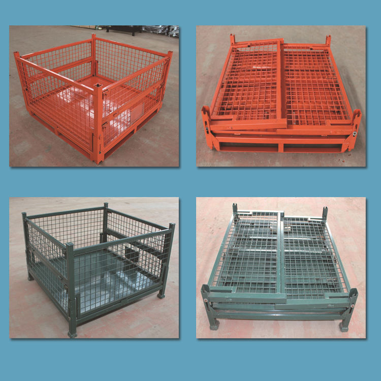 Warehouse storage durable wire mesh container iron metal gitterbox pallet cage