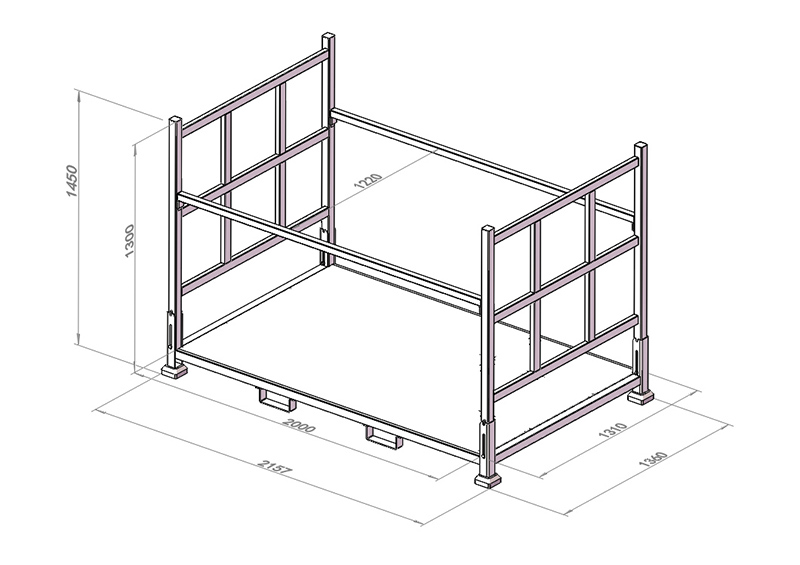 Custom collapsible rack designed for shipping motorcycles and other large items.