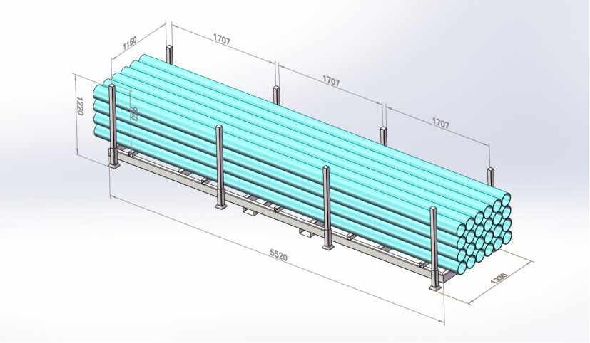 Close-up of a blue stack rack system for industrial storage