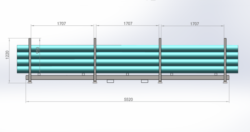 Close-up of stack racks designed for long pipes