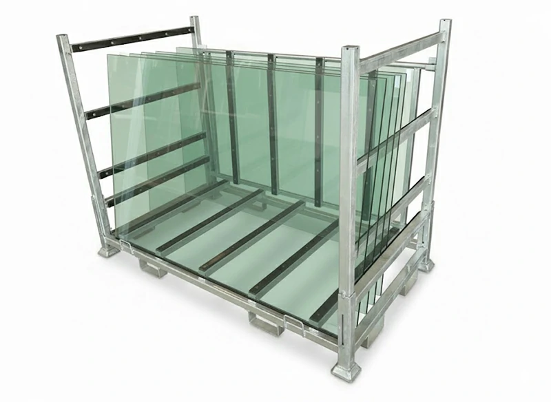 Space-saving collapsible glass storage transport rack