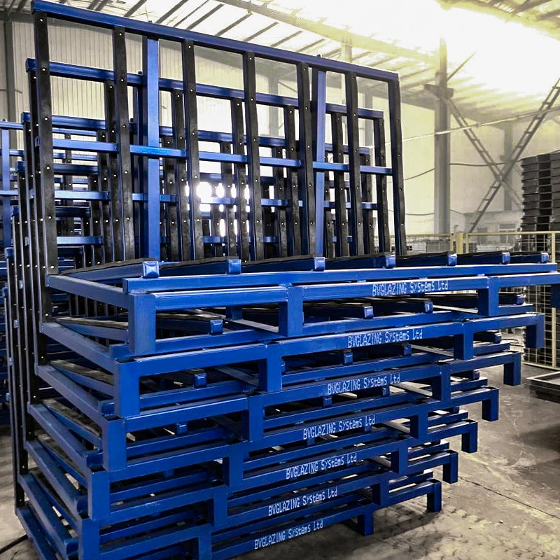 Mechanically fixed rubber profile glass racks