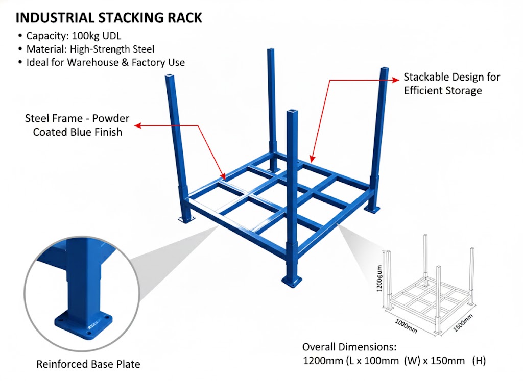 Heavy Duty Portable Stacking Racks & Steel Post Pallets