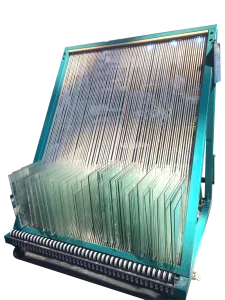 How to reduce glass breakage during in-plant transfer with harp racks?