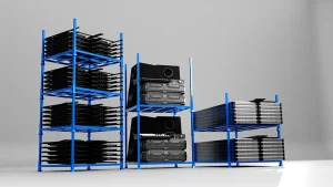 Custom size stack racks for industrial hose coils