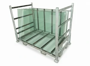 Industrial glass transport pallet with EPDM rubber lining